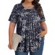 Tencede Womens Plus Size Tops Tunic Short Sleeve Crew Neck Shirts Casual Soft Blouse 1X-5X